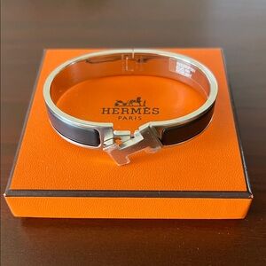 Hermes Black and Silver Men's Cuff Bracelet